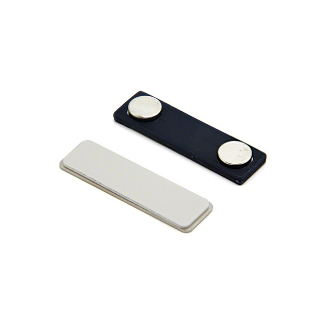 Name Badge Magnets - Plastic / Rectangle / Medium - 30mm x 10mm x 5mm-Plastic / Rectangle / Large - 45mm x 15mm x 5mm-Plastic / Round / 17mm Diameter-Steel / Rectangle / Large - 45mm x 15mm x 5mm-Steel / Round / 18mm Diameter