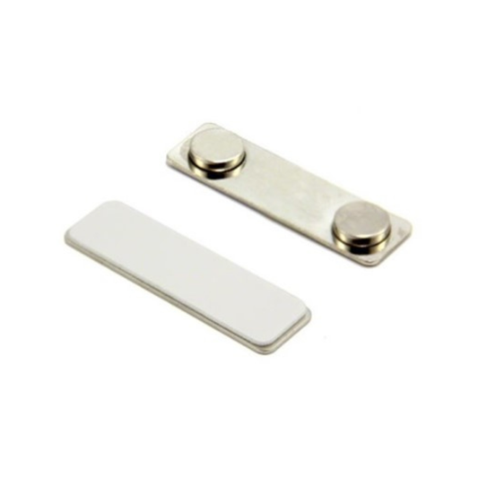 Name Badge Magnets - Plastic / Rectangle / Medium - 30mm x 10mm x 5mm-Plastic / Rectangle / Large - 45mm x 15mm x 5mm-Plastic / Round / 17mm Diameter-Steel / Rectangle / Large - 45mm x 15mm x 5mm-Steel / Round / 18mm Diameter