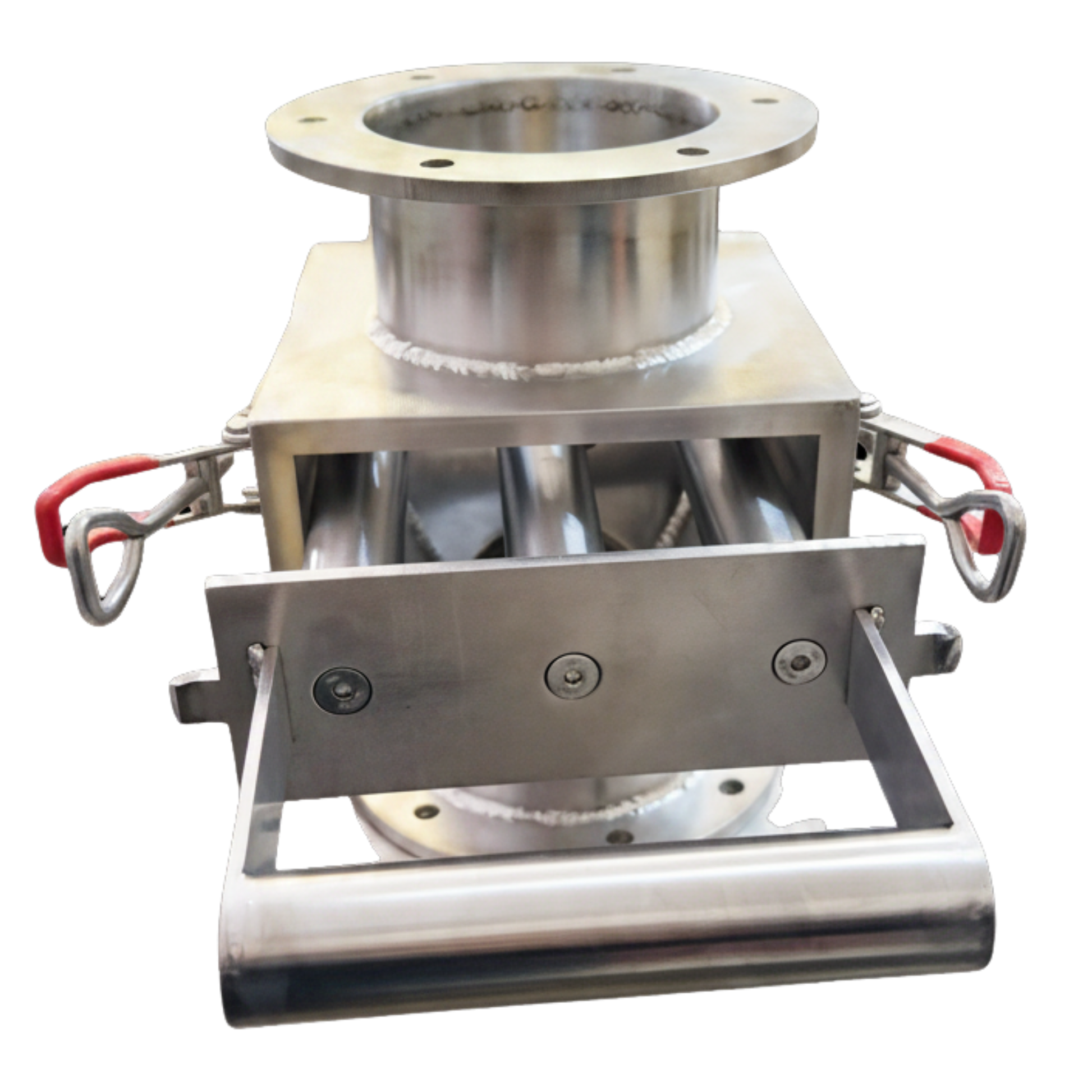 Inline Grid Magnet for removing ferrous contaminants from liquid and slurry processing systems