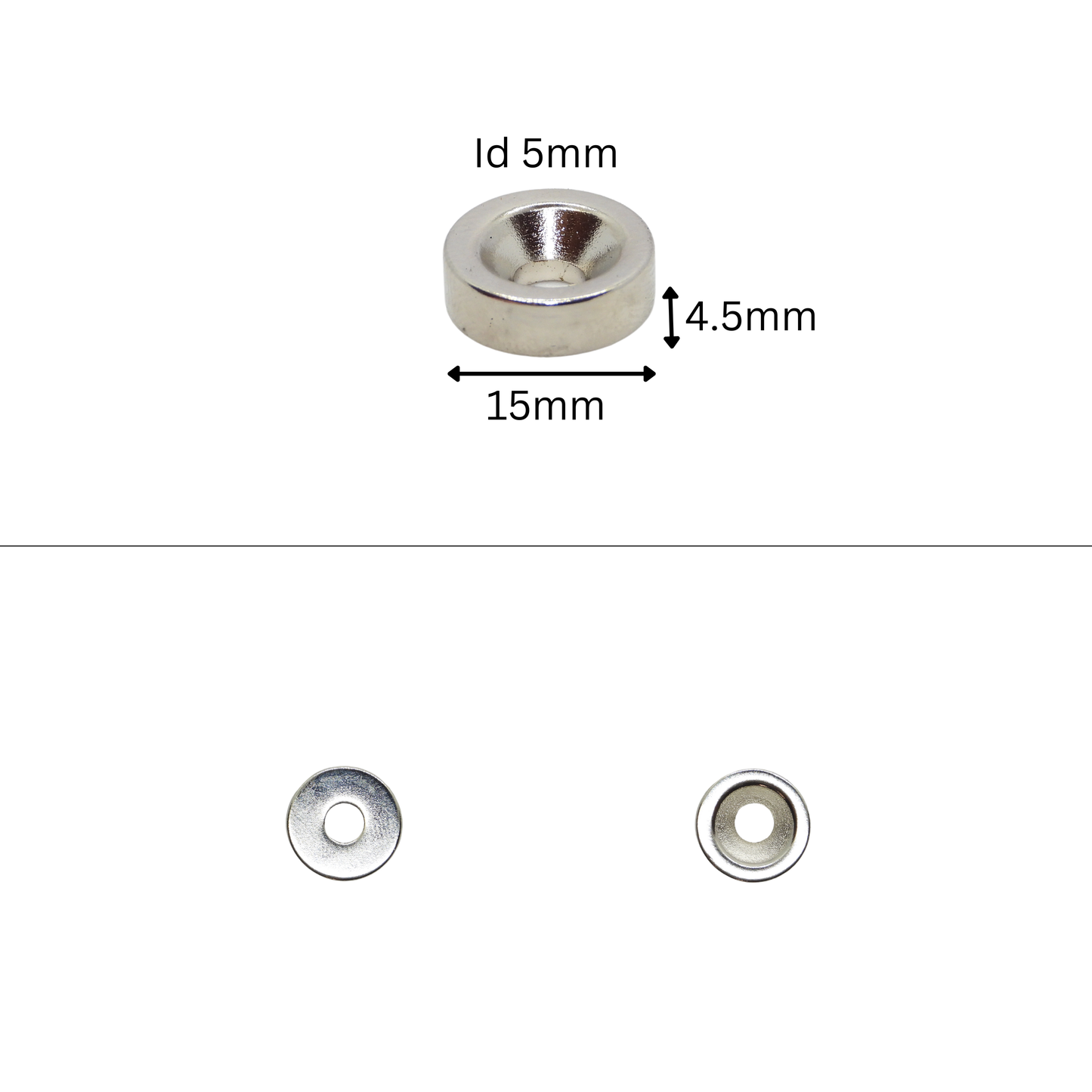 Rare Earth (Neodymium) Countersunk Ring Magnets - Od10mm x Id3mm x 5mm - N38 Grade-Od12mm x Id4mm x 3mm - N38 Grade-Od15mm x Id4.5mm x 5mm - N38 Grade-Od15mm x Id5mm x 5mm - N38 Grade-Od20mm x Id5mm x 5mm - N38 Grade Magnets