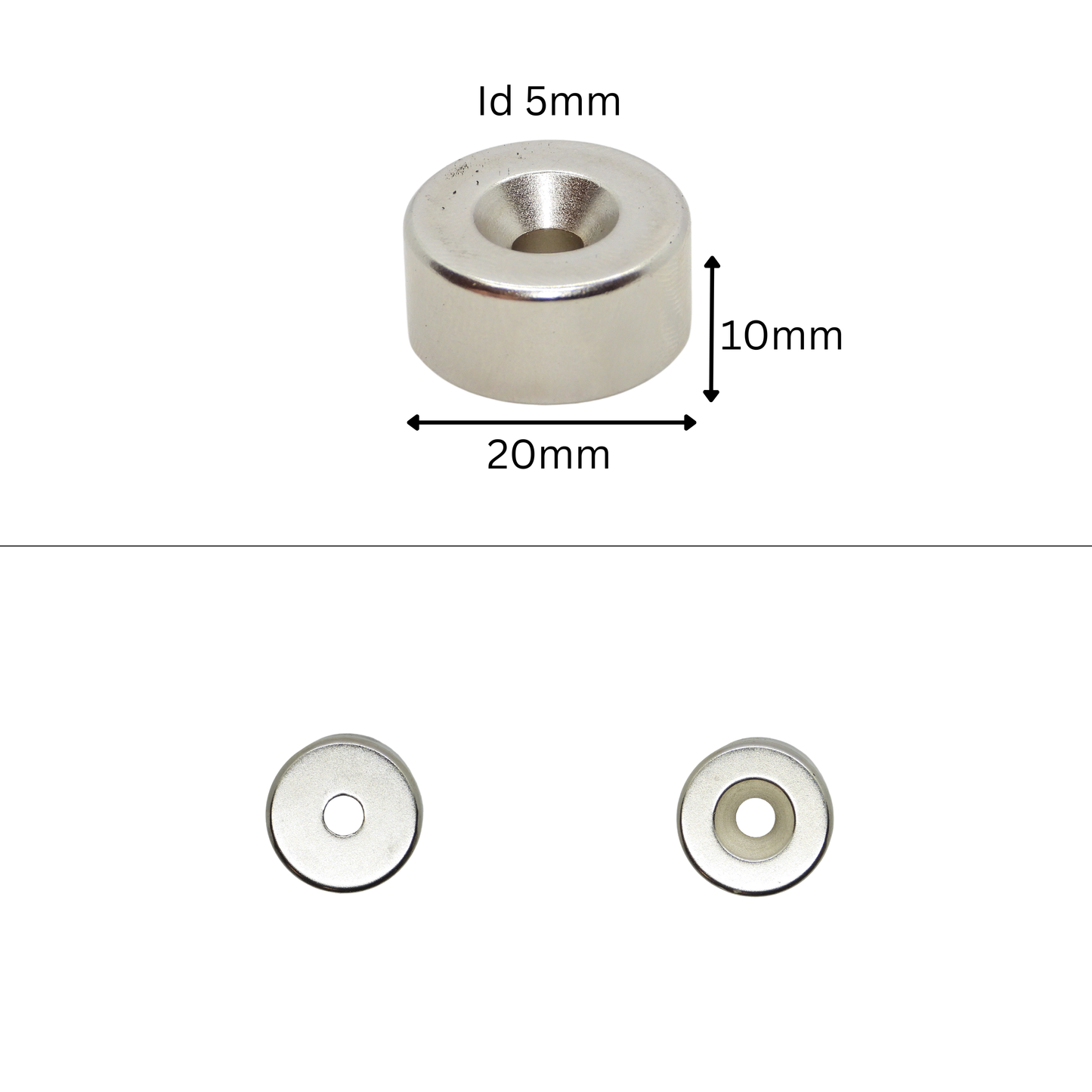 Rare Earth (Neodymium) Countersunk Ring Magnets - Od10mm x Id3mm x 5mm - N38 Grade-Od12mm x Id4mm x 3mm - N38 Grade-Od15mm x Id4.5mm x 5mm - N38 Grade-Od15mm x Id5mm x 5mm - N38 Grade-Od20mm x Id5mm x 5mm - N38 Grade Magnets