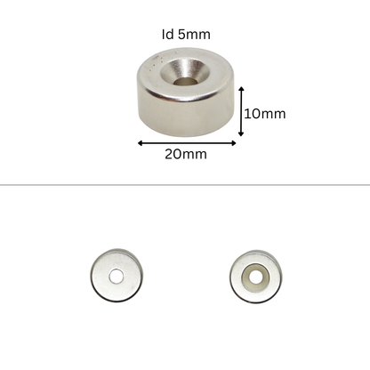 Rare Earth (Neodymium) Countersunk Ring Magnets - Od10mm x Id3mm x 5mm - N38 Grade-Od12mm x Id4mm x 3mm - N38 Grade-Od15mm x Id4.5mm x 5mm - N38 Grade-Od15mm x Id5mm x 5mm - N38 Grade-Od20mm x Id5mm x 5mm - N38 Grade Magnets