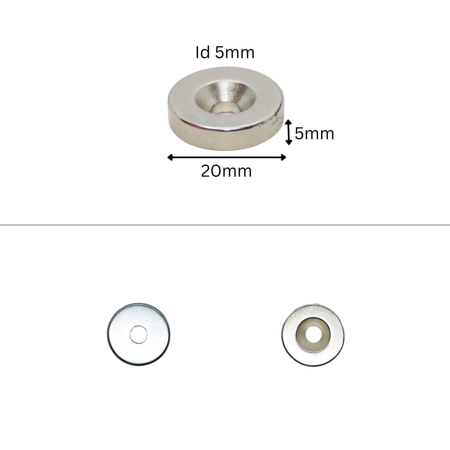 Rare Earth (Neodymium) Countersunk Ring Magnets - Od10mm x Id3mm x 5mm - N38 Grade-Od12mm x Id4mm x 3mm - N38 Grade-Od15mm x Id4.5mm x 5mm - N38 Grade-Od15mm x Id5mm x 5mm - N38 Grade-Od20mm x Id5mm x 5mm - N38 Grade Magnets