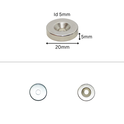Rare Earth (Neodymium) Countersunk Ring Magnets - Od10mm x Id3mm x 5mm - N38 Grade-Od12mm x Id4mm x 3mm - N38 Grade-Od15mm x Id4.5mm x 5mm - N38 Grade-Od15mm x Id5mm x 5mm - N38 Grade-Od20mm x Id5mm x 5mm - N38 Grade Magnets