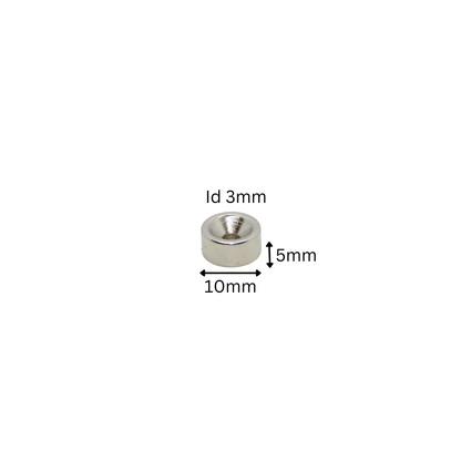 Rare Earth (Neodymium) Countersunk Ring Magnets - Od10mm x Id3mm x 5mm - N38 Grade-Od12mm x Id4mm x 3mm - N38 Grade-Od15mm x Id5mm x 5mm - N38 Grade-Od20mm x Id5mm x 5mm - N38 Grade-Od20mm x Id5mm x 10mm - N38 Grade-Od25mm x Id5mm x 5mm - N38 Grade 