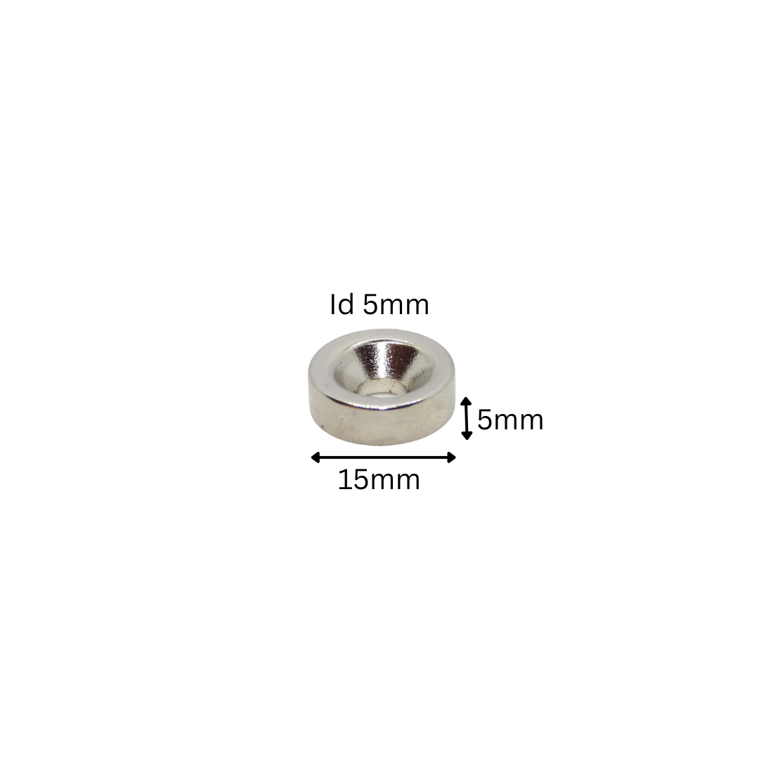 Rare Earth (Neodymium) Countersunk Ring Magnets - Od10mm x Id3mm x 5mm - N38 Grade-Od12mm x Id4mm x 3mm - N38 Grade-Od15mm x Id5mm x 5mm - N38 Grade-Od20mm x Id5mm x 5mm - N38 Grade-Od20mm x Id5mm x 10mm - N38 Grade-Od25mm x Id5mm x 5mm - N38 Grade 