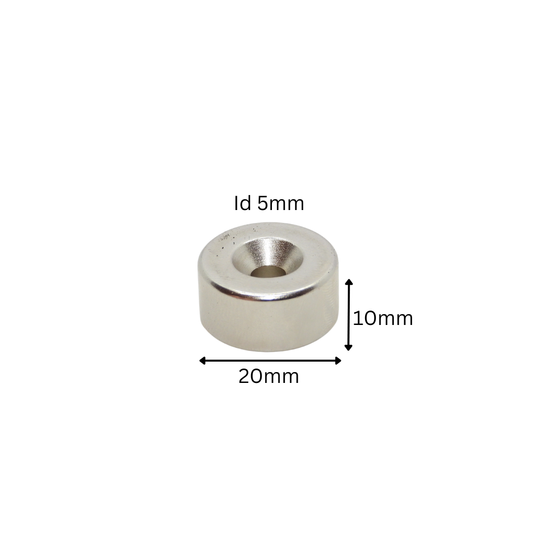 Rare Earth (Neodymium) Countersunk Ring Magnets - Od10mm x Id3mm x 5mm - N38 Grade-Od12mm x Id4mm x 3mm - N38 Grade-Od15mm x Id5mm x 5mm - N38 Grade-Od20mm x Id5mm x 5mm - N38 Grade-Od20mm x Id5mm x 10mm - N38 Grade-Od25mm x Id5mm x 5mm - N38 Grade 
