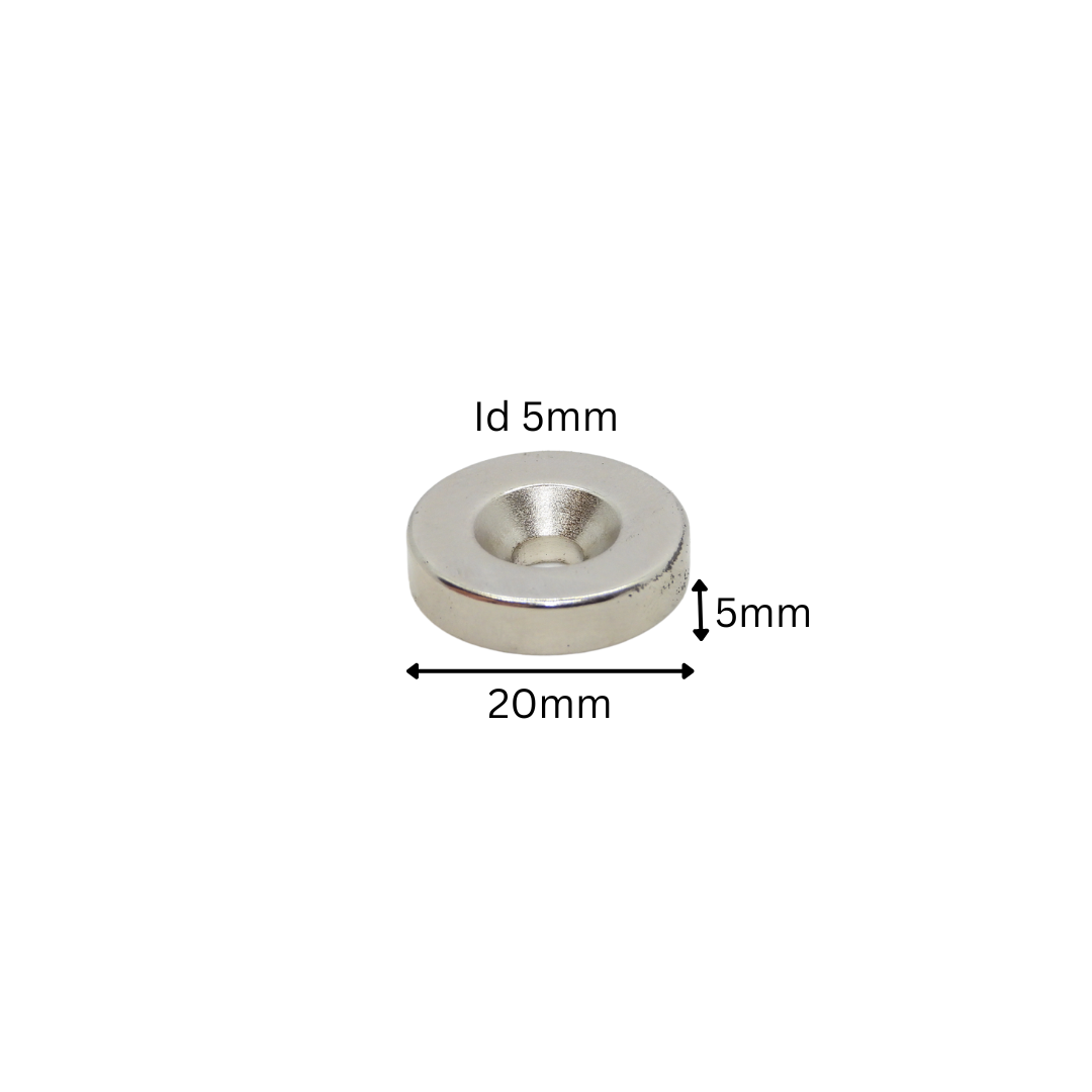 Rare Earth (Neodymium) Countersunk Ring Magnets - Od10mm x Id3mm x 5mm - N38 Grade-Od12mm x Id4mm x 3mm - N38 Grade-Od15mm x Id5mm x 5mm - N38 Grade-Od20mm x Id5mm x 5mm - N38 Grade-Od20mm x Id5mm x 10mm - N38 Grade-Od25mm x Id5mm x 5mm - N38 Grade 